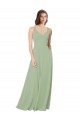 Achat Vert fumée Trapèze Mousseline Longue Robes demoiselle d'honneur