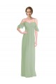 Achat Vert fumée Trapèze Épaule Dénudée Bretelles spaghetti Mousseline Longue Robes demoiselle d'honneur