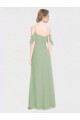 Achat Vert fumée Trapèze Épaule Dénudée Bretelles spaghetti Mousseline Longue Robes demoiselle d'honneur