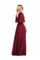 Achat Vert fumée Trompette Col V Mousseline Longue Robes demoiselle d'honneur
