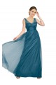 Achat Vert sarcelle Trapèze Col V Tulle Longue Robes demoiselle d'honneur