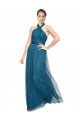Achat Vert sarcelle Trapèze Licou Col Haut Tulle Longue Robes demoiselle d'honneur