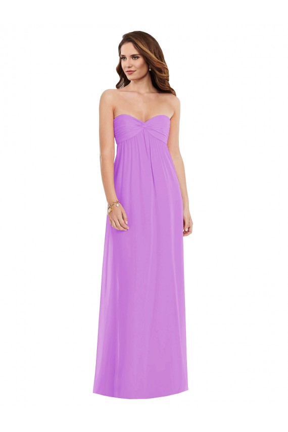 Achat Violet Trapèze Mousseline Longue Robes demoiselle d'honneur