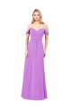 Achat Violet Trapèze Épaule Dénudée Mousseline Longue Robes demoiselle d'honneur