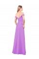 Achat Violet Trapèze Épaule Dénudée Mousseline Longue Robes demoiselle d'honneur
