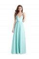 Achat Waterfall Trapèze Col V Mousseline Satiné Longue Robes demoiselle d'honneur