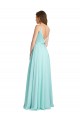 Achat Waterfall Trapèze Col V Mousseline Satiné Longue Robes demoiselle d'honneur