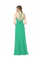 Achat Émeraude Fourreau Col V Mousseline Longue Robes demoiselle d'honneur