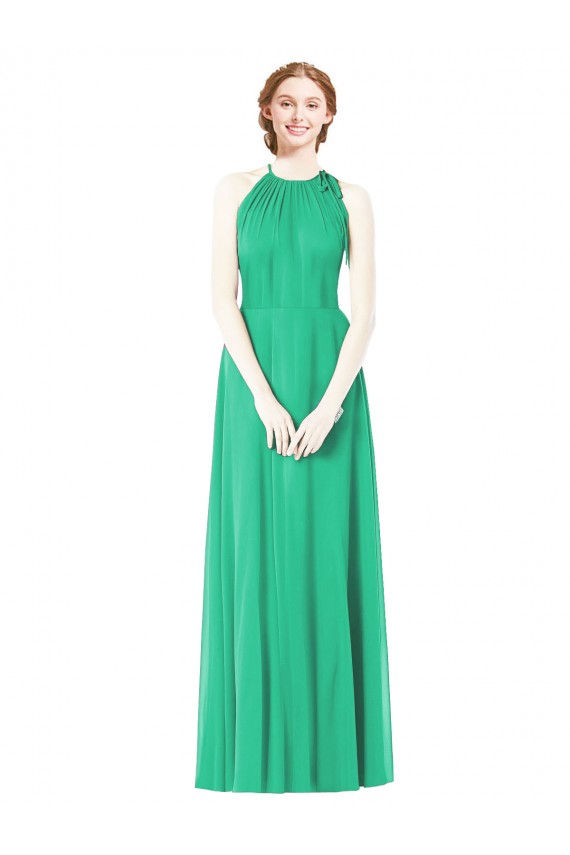 Achat Émeraude Trapèze Licou Mousseline Longue Robes demoiselle d'honneur